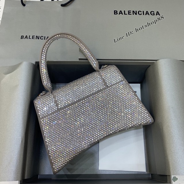 Balenciaga巴黎世家專櫃爆款磨砂灰全鑽小號沙漏包手提肩背包 fyj1810